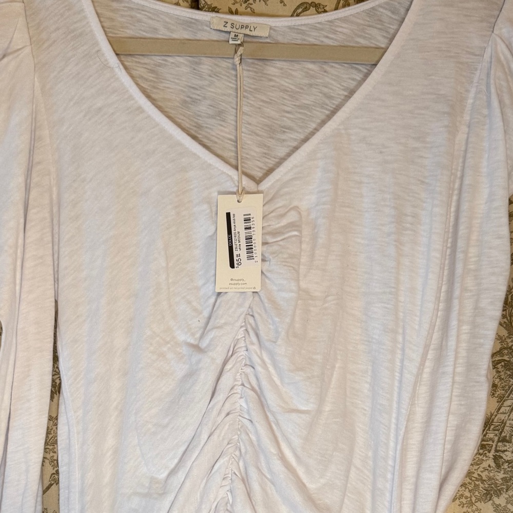 Z Supply White Ruched Anya Slub Top - Picture 3 of 4